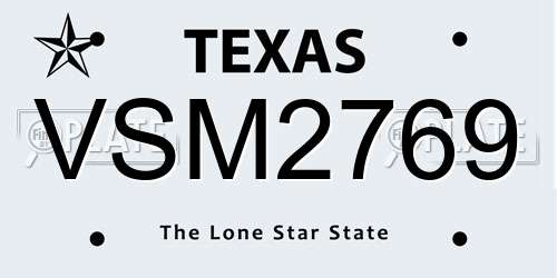 VSM2769 Texas License Plate