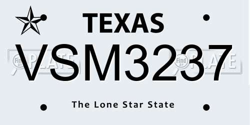 VSM3237 Texas License Plate