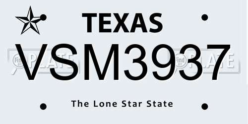 VSM3937 Texas License Plate