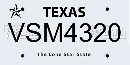 VSM4320 Texas License Plate