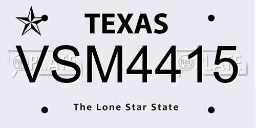 VSM4415 Texas License Plate