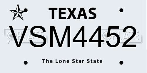 VSM4452 Texas License Plate