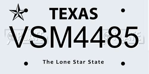 VSM4485 Texas License Plate