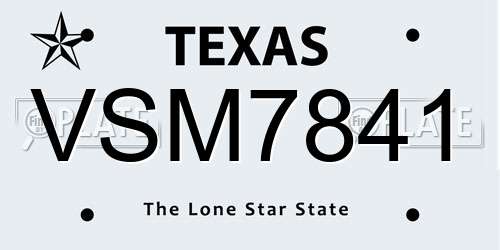 VSM7841 Texas License Plate