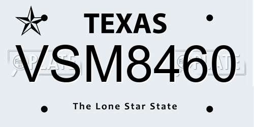 VSM8460 Texas License Plate