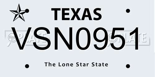 VSN0951 Texas License Plate