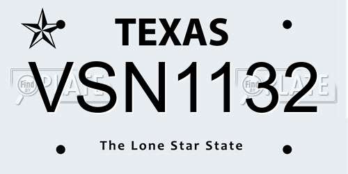 VSN1132 Texas License Plate