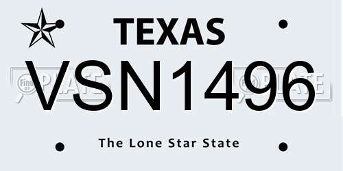 VSN1496 Texas License Plate