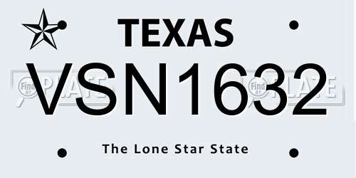 VSN1632 Texas License Plate