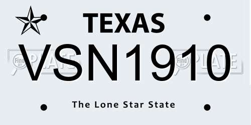 VSN1910 Texas License Plate
