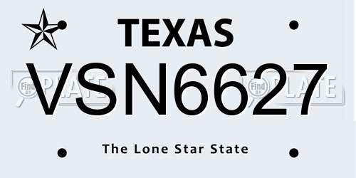 VSN6627 Texas License Plate