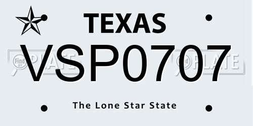 VSP0707 Texas License Plate