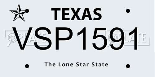 VSP1591 Texas License Plate