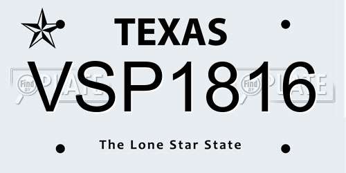 VSP1816 Texas License Plate
