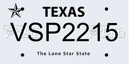 VSP2215 Texas License Plate