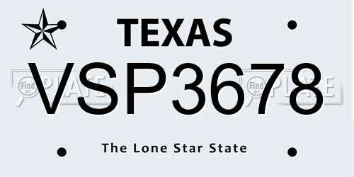 VSP3678 Texas License Plate