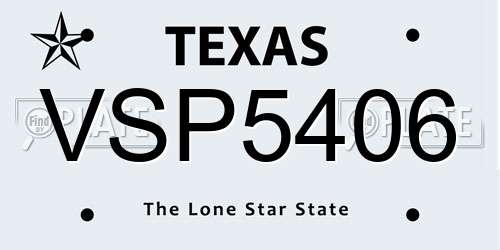 VSP5406 Texas License Plate