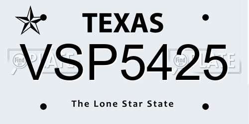 VSP5425 Texas License Plate