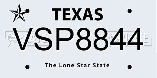 VSP8844 Texas License Plate