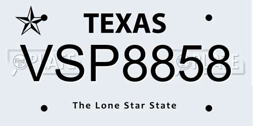 VSP8858 Texas License Plate