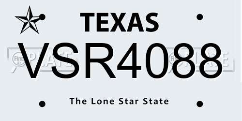 VSR4088 Texas License Plate