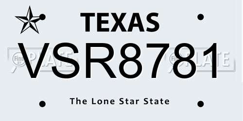 VSR8781 Texas License Plate