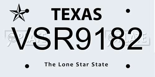 VSR9182 Texas License Plate