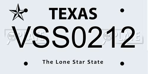 VSS0212 Texas License Plate