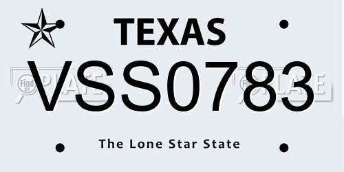 VSS0783 Texas License Plate