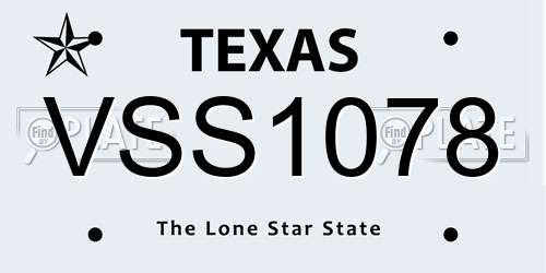 VSS1078 Texas License Plate