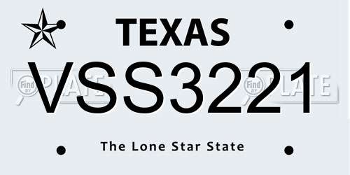 VSS3221 Texas License Plate