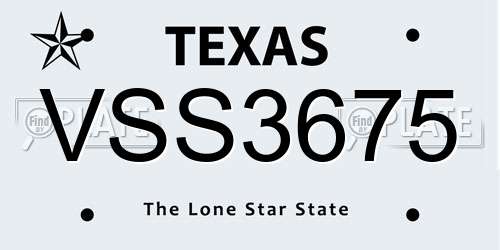 VSS3675 Texas License Plate