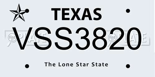 VSS3820 Texas License Plate