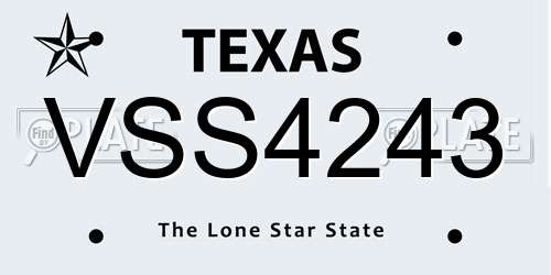VSS4243 Texas License Plate