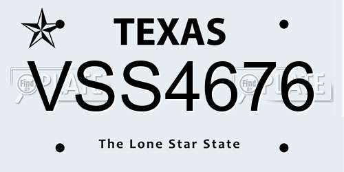 VSS4676 Texas License Plate