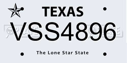 VSS4896 Texas License Plate