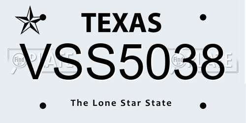 VSS5038 Texas License Plate