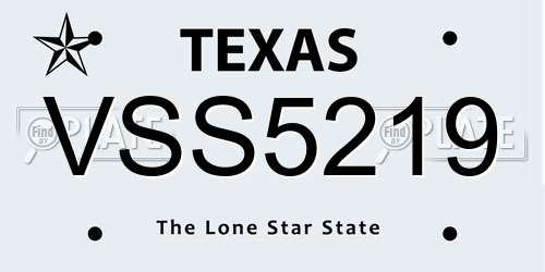 VSS5219 Texas License Plate