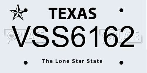 VSS6162 Texas License Plate