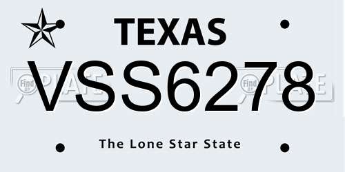 VSS6278 Texas License Plate