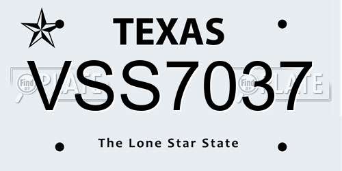 VSS7037 Texas License Plate