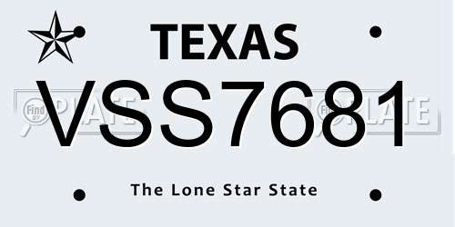 VSS7681 Texas License Plate