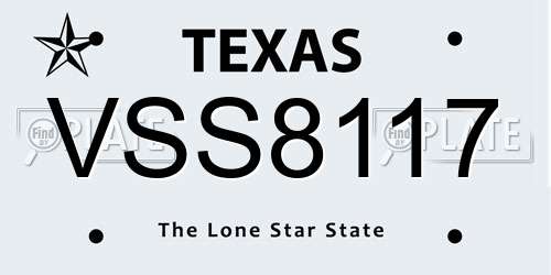 VSS8117 Texas License Plate