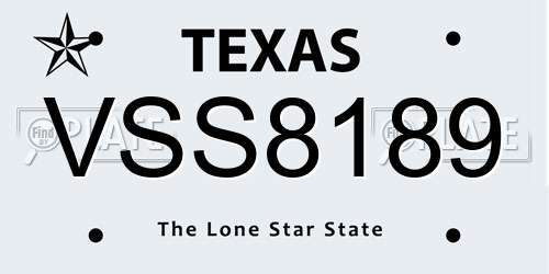 VSS8189 Texas License Plate