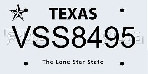 VSS8495 Texas License Plate