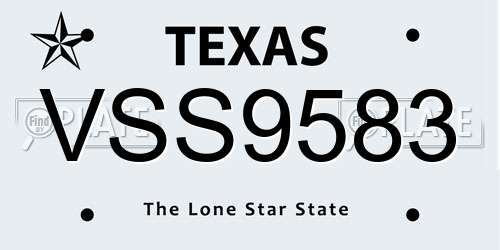 VSS9583 Texas License Plate