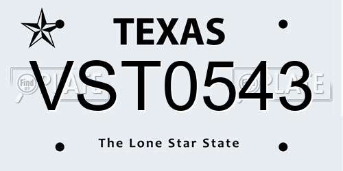 VST0543 Texas License Plate