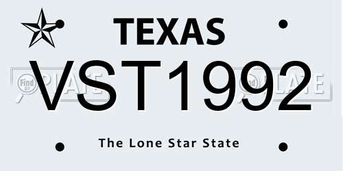 VST1992 Texas License Plate