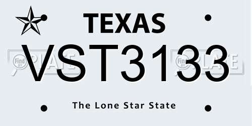 VST3133 Texas License Plate