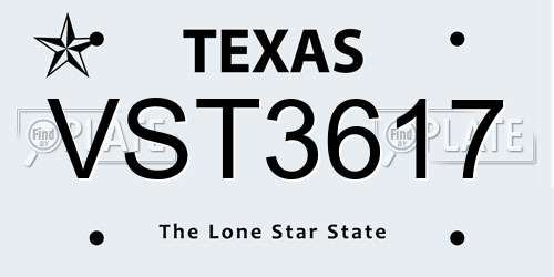 VST3617 Texas License Plate